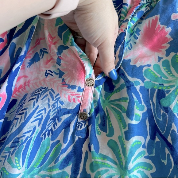 Lilly Pulitzer - Elsa Silk Top - Jet Stream In Multi Jet Stream - Picture 4 of 10